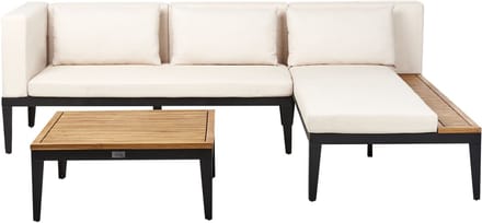 BRACCIANO - Loungeset 3-zits - Lichtbeige - Links - Acaciahout