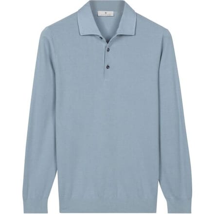 Thomas Maine Trui Solid Color Half Milano Knit Licht Blauw / male
