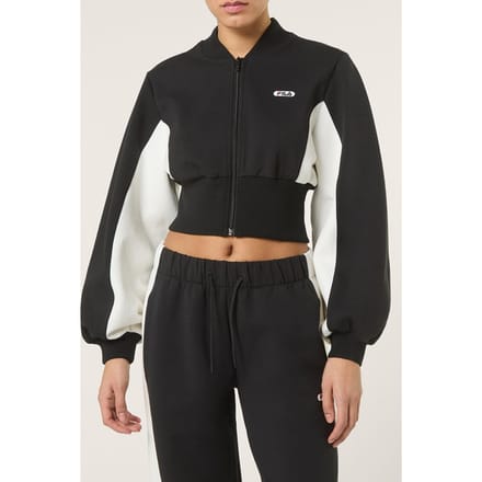 FILA Lecore Cropped High Rib Scuba Track Jacket Black-egret Größe: S | Cropped-Jacken Outlet | Damen | Schwarz