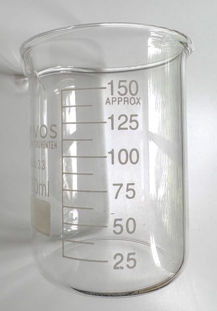 VOS Bekerglas 150 ml laag model – hittebestendig borosilicaatglas 3.3 – 1 stuk