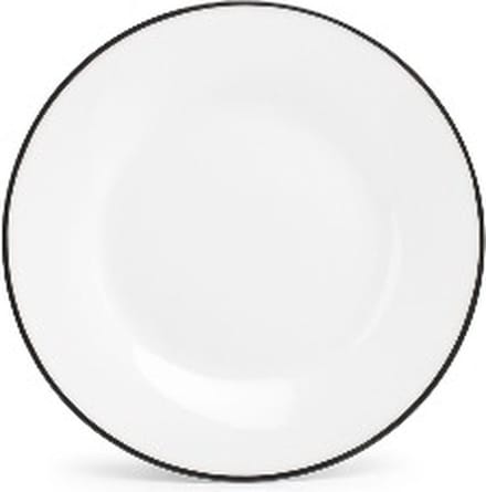 BonBistro Plat bord 15cm black rim Basic White (Set van 6)