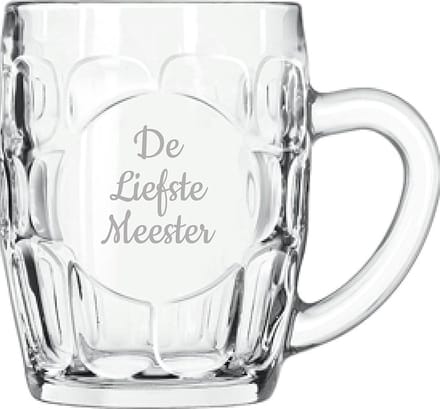 Gegraveerde Bierpul 55cl De Liefste Meester