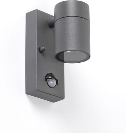 QAZQA solo - Moderne Buitenlamp met Bewegingsmelder | Bewegingssensor | sensor Up Down voor buiten - 1 lichts - D 105 mm - Donkergrijs - Buitenverlichting
