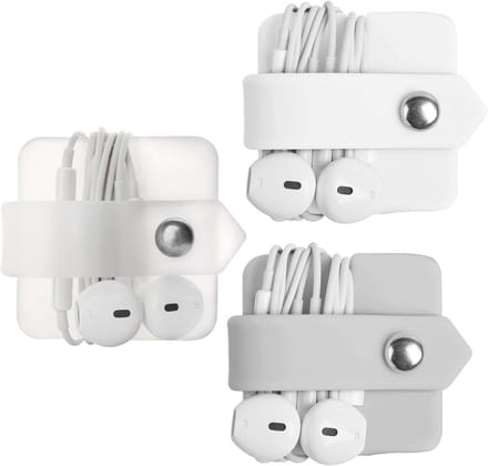 Siliconen Oortelefoon Organizer en Kabel Winder - 3 Stuks