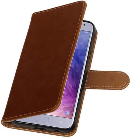 Bruin Pull-Up Booktype Hoesje voor Samsung Galaxy J4