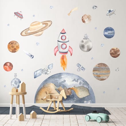 Muurstickers - PLANEET AARDE IN DE RUIMTE - Zelfklevende stickers - 110x165cm