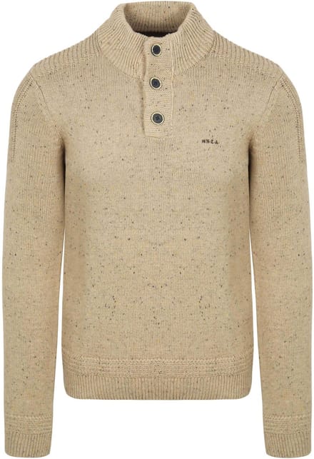 NZA - Ecru half button trui