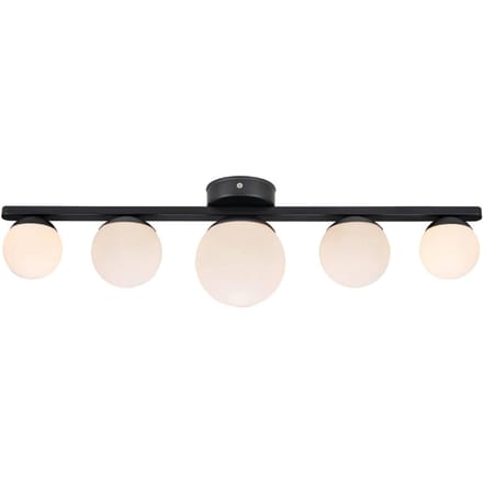 Markslöjd Badkamer-plafondlamp Puro zwart 5-lamps glas
