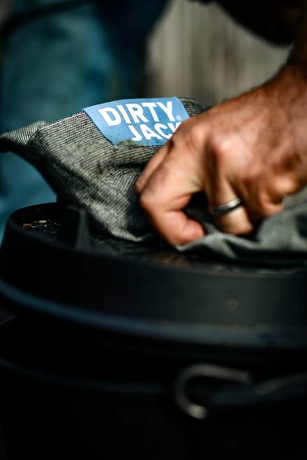 DIRTY JACK Kookdoek Charcoal - Steel blue Label