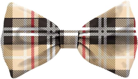hondenvlinderdasje ruiten polyester beige maat S
