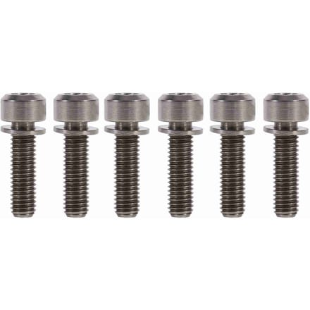 6pcs Titanium Alloy M5 x 18mm Bolts Screw With Washers Set For MTB Bicycle Stem Titanium gray