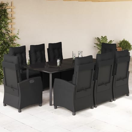 vidaXL - 9-delige - Tuinset - poly - rattan - zwart