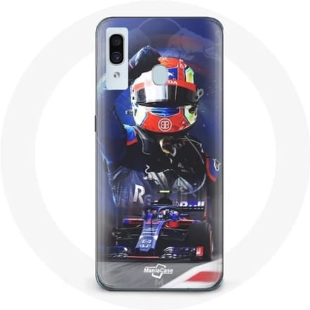 Hoesje voor Samsung Galaxy A40 Formule 1 Pierre Gasly F1 Racing Driver Rood Blauw