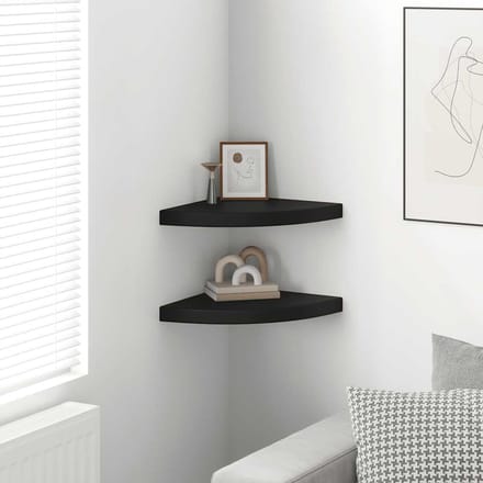 vidaXL - Hoekschappen - zwevend - 2 - st - 35x35x3,8 - cm - MDF - zwart