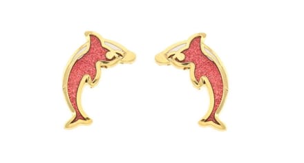 Behave - Oorknopjes dames - dolfijnmotief - rood - 1,5 cm