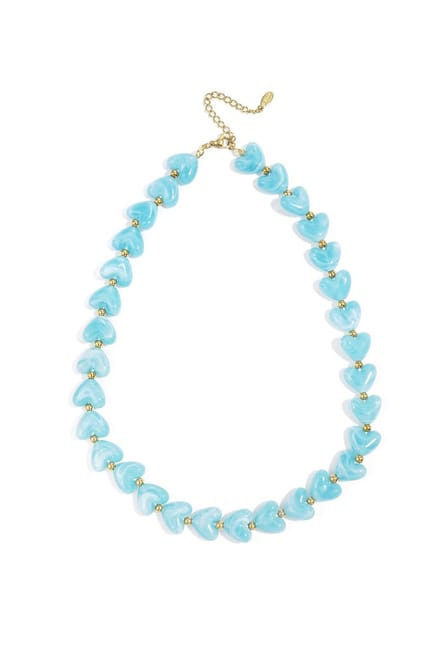 Bijoutheek Collier Hart Kralen Sky Blue