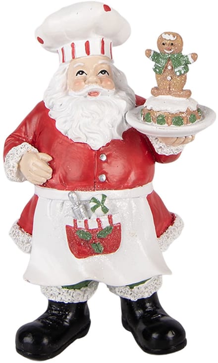 Clayre & Eef Kerstdecoratie Beeld Kerstman 9x7x16 cm Rood Kunststof