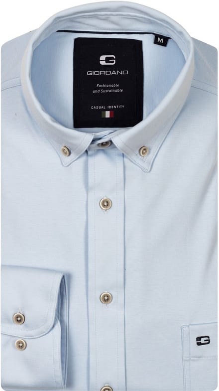 Giordano – Ivy – Overhemd – Liquid cotton – button down kraag - Lichtblauw - Regular Fit - NOS7078-61