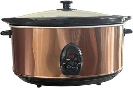 DYNA® Slowcooker met Timer - Crockpot - Stoompan - Uitneembare Binnenpan - Koper- 34cm x 44cm x 25cm