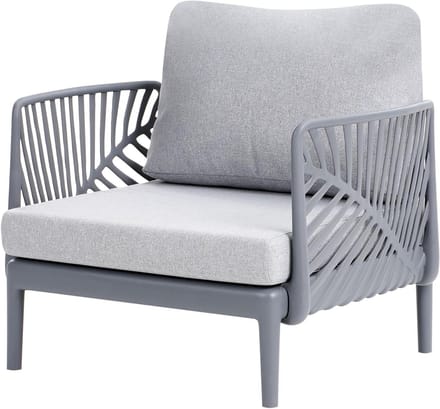 Tuinstoel met kussens - Lounge stoel - Buiten ontspannen - Weerbestendig plastic frame - 68x68x78 cm - Grijs