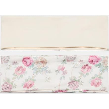 Stradivarius Set van 2 elastische haarbanden met bloemenprint  Ecru OS