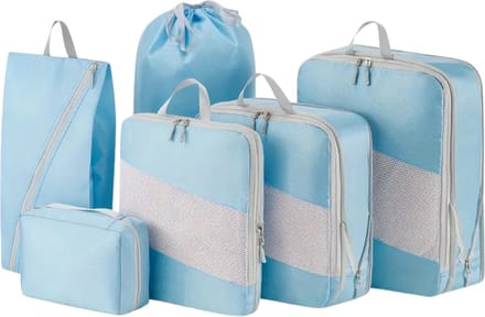 Bovista Koffer Organizer Set - Packing Cubes - Compressie - Travel - Compression - Set - Hemelsblauw