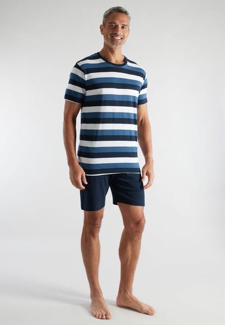 CECEBA Melbourne Heren Shortama met ronde hals - Blauw