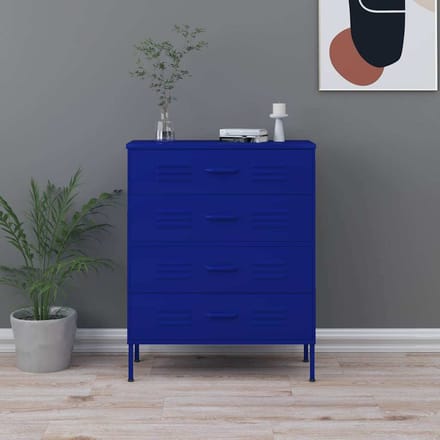 vidaXL - Ladekast - 80x35x101,5 - cm - staal - marineblauw