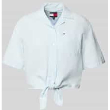 regular fit linnen blouse van mix van linnen met strikdetail