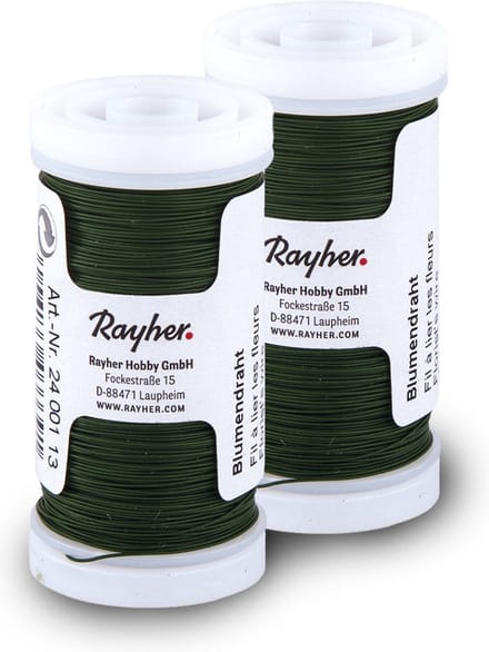 Rayher Bloemendraad of ijzerdraad - 2x - groen - 0.35 mm dik - 100 meter snoer - metaaldraad - bindmaterialen