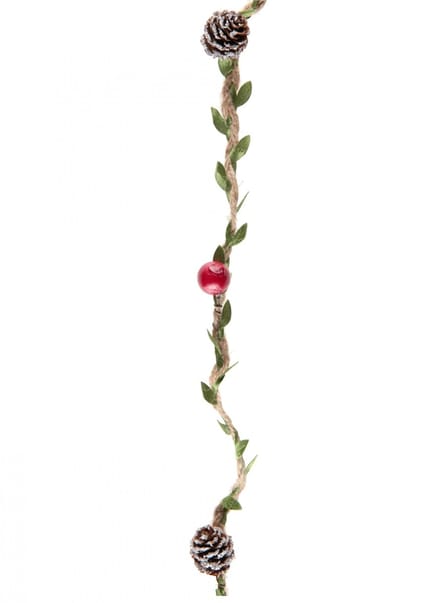 SANTEX - Natuurlijke rode dennenboom- en dennenappelslinger 110 cm met bessen