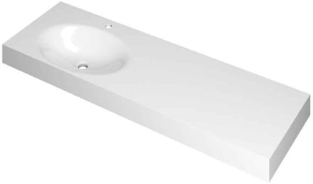 INK Smooth Wastafel Polystone Links met 1 Kraangat - 1400x450x90 mm - Glans Wit