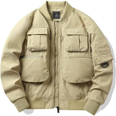 Bomberjack Heren Baseballuniform Multi-zak Werkjas Functionele Jas Drievoudig Bewezen Aanvalstop 4XL beige