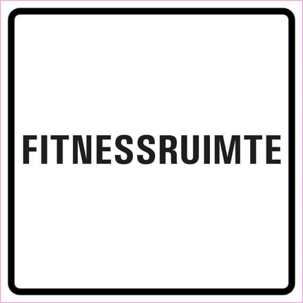 Fitnessruimte sticker, wit zwart 100 x 100 mm