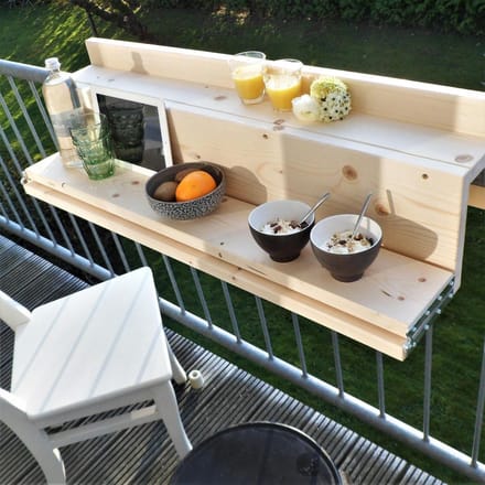 GoudmetHout Inklapbare Balkontafel - 99 cm - Hout - Transparante waslaag