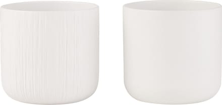 J-Line bloempot Gen - keramiek - wit - medium - 2 stuks - Ø 15 cm