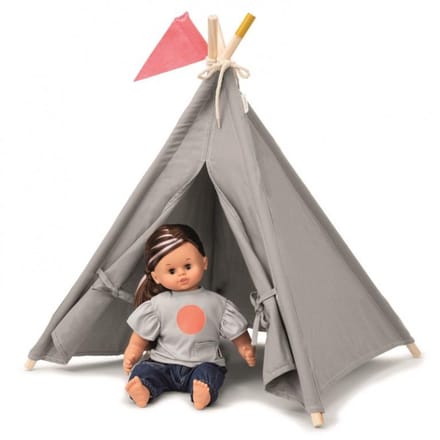 Skrallan poppen tipi grijs - speeltent accessoire voor poppen.