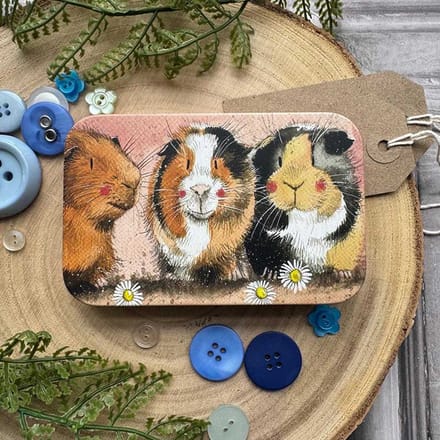Alex Clark Rectangle Tin The Three Guineas ~ Langwerpig opbergblikje cavia's
