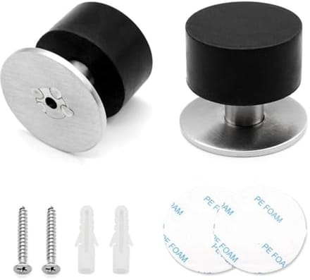 Zelfklevende Rubber Deurstopper Set van 2 - Roestvrij Staal - Muur en Vloer Montage