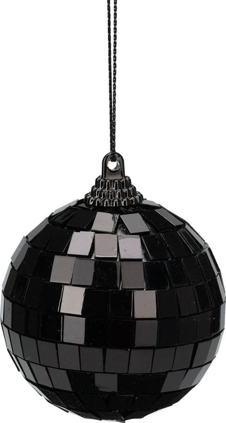 Christmas Decorations Disco kerstbal - zwart - 6 cm - kunststof en glas - discobol - spiegel - discobal - kerstversiering