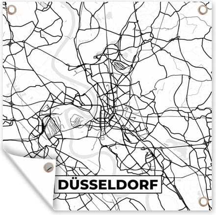 Tuindoek Kaart - Düsseldorf - Plattegrond - Stadskaart - 100x100 cm