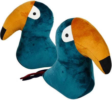 Ostaria Deurstopper toekan - 2x - groen velvet - 22 cm - voor binnen