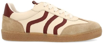 No Stress - Dames - Beige sneakers met burgundy details - Maat 37