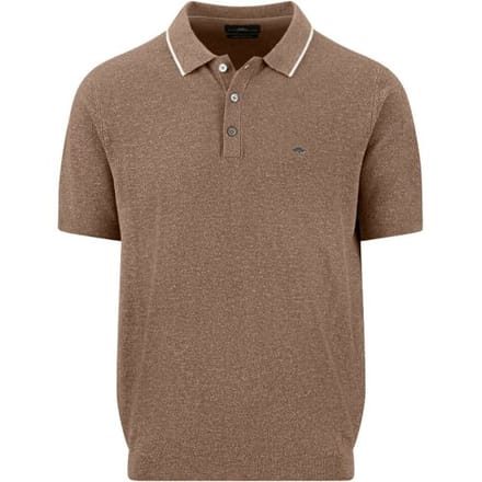 Fynch-Hatton Polo Subtle Faux-Uni Structure Cotton Linnen Elephant Grey / male