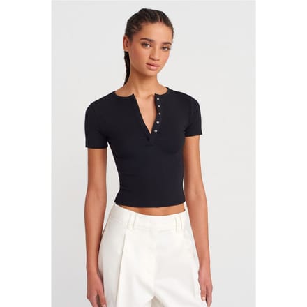Slim Fit Crop Jersey Blouse
