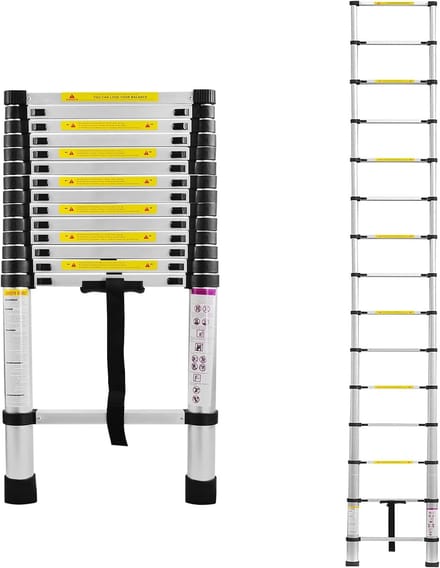 Telescoopladder Aluminium - Uitschuifbare ladder - Klus Klussen - Multifunctioneel Ontwerp - 44 Meter - Zilver