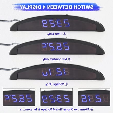 Digitale Autoklok - Thermometer Dashboard - Comfortabel Rijden - 3-in-1 Weergave - 13 x 3 cm - Blauw