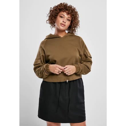 Dames sweatshirt met capuchon Urban Classics short worker (grandes tailles)