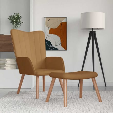 vidaXL - Relaxstoel - met - voetenbank - fluweel - bruin