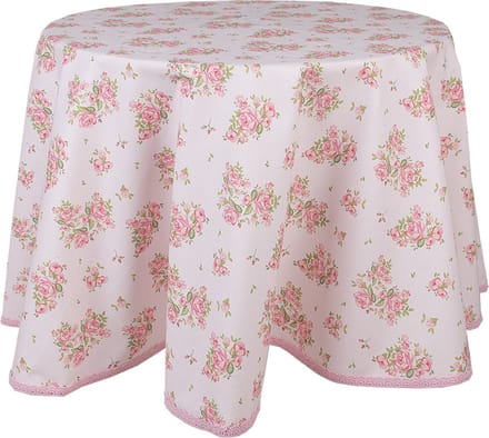 Clayre & Eef Tafelkleed Ø 170 cm Roze Katoen Rond Rozen